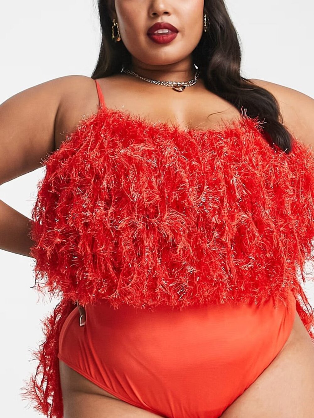 NWT ASOS Luxe Fuzzy Bodysuit Plus Size 14
